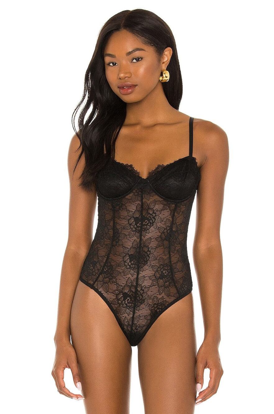 OW Collection Layce Sheer Thong Bodysuit - M